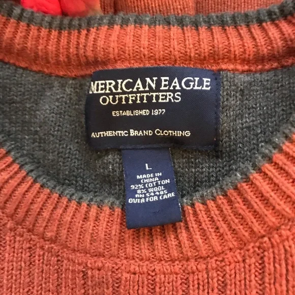 Men’s American Eagle Outfitters Winter Sweater, Size Large, Brick Red in Color - Picture 2 of 4